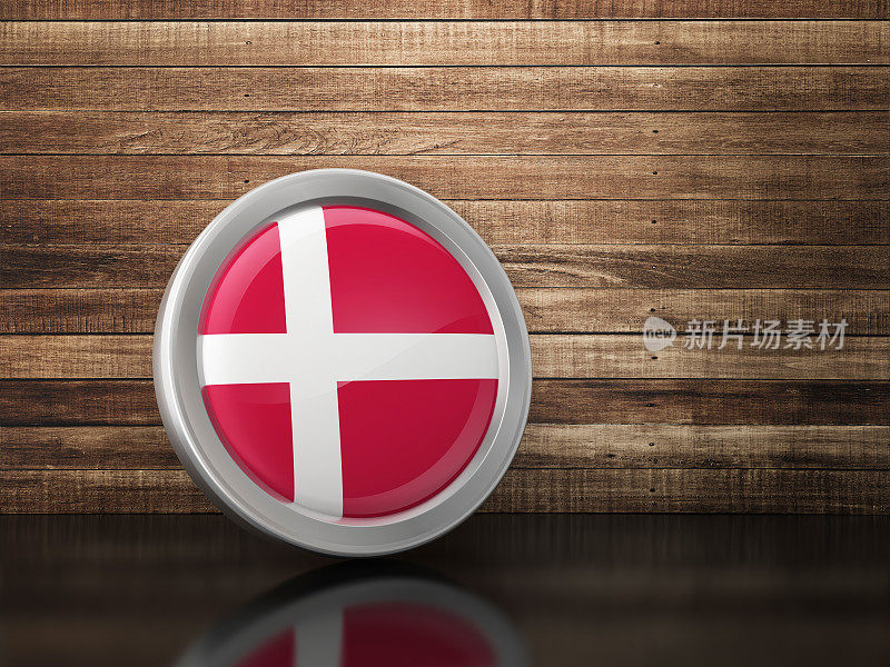 丹麦国旗图标- 3D渲染